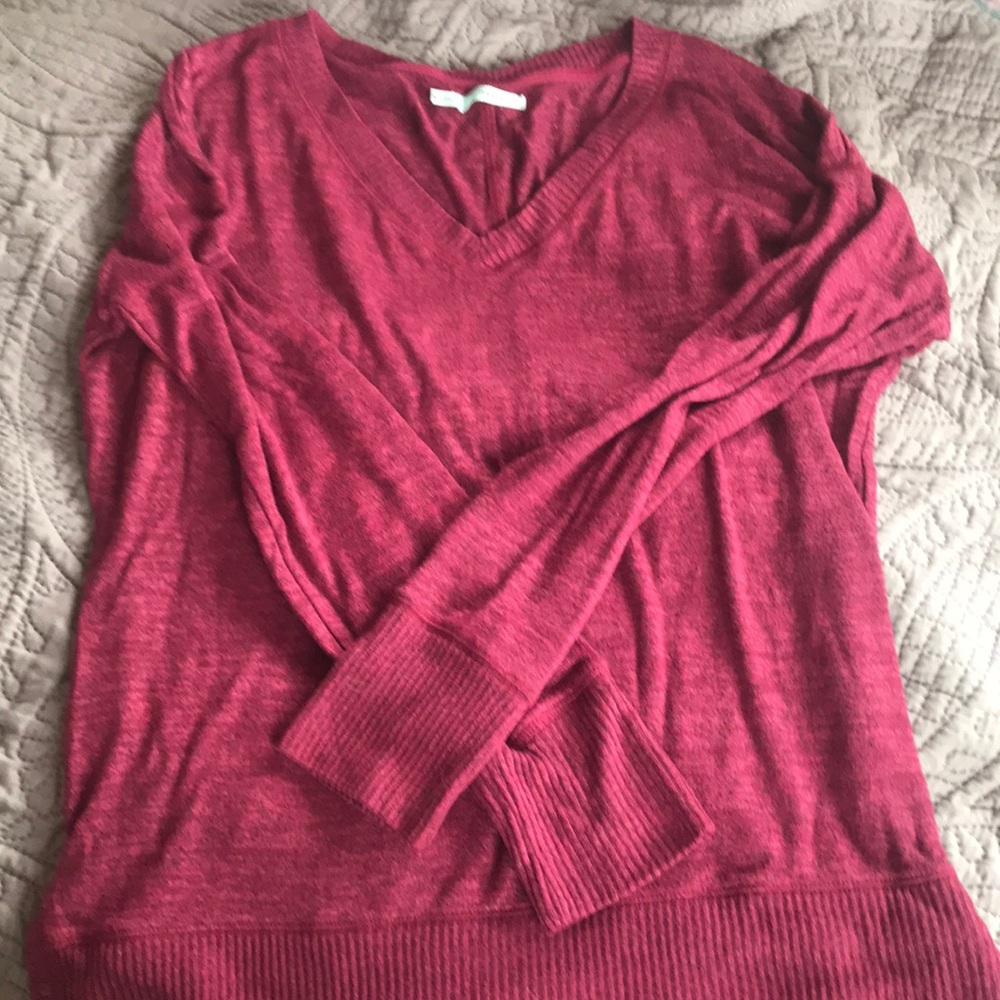 Beautiful red wine color V neck sweater